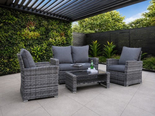 Rattan garden furniture set - furniture,